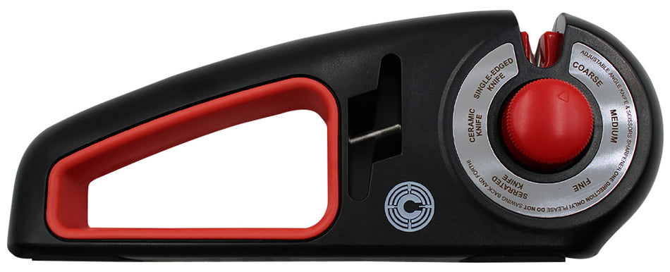 Caliber Gourmet CBGKS1 Adjustable Carbide/Ceramic Knife Sharpener, Black/Red