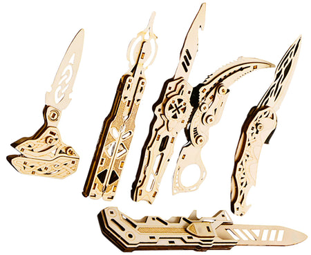 Caliber Gourmet Wood Knife Puzzles 6 Pack Brown Sustainable Wood CBG-PZ-03K