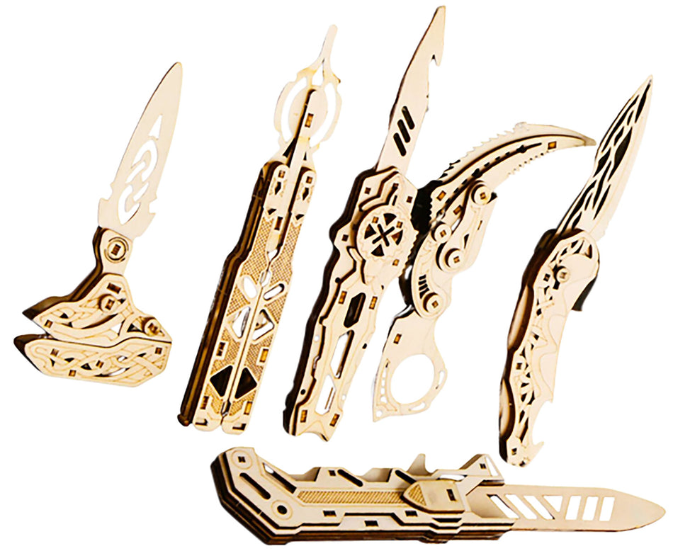 Caliber Gourmet Wood Knife Puzzles 6 Pack Brown Sustainable Wood CBG-PZ-03K