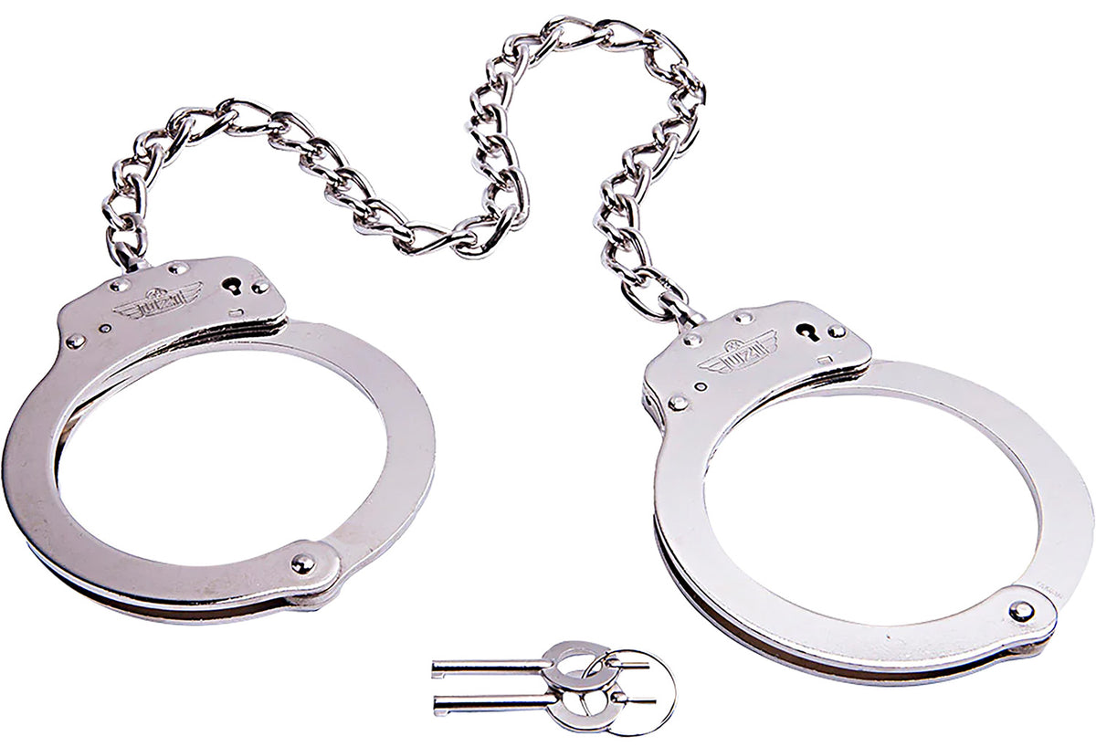 Uzi UZIHCLEG Twist Chain Double-Lock Leg Iron Cuffs Silver with 2 Keys