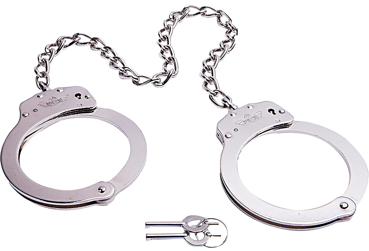Uzi UZIHCLEG Twist Chain Double-Lock Leg Iron Cuffs Silver with 2 Keys