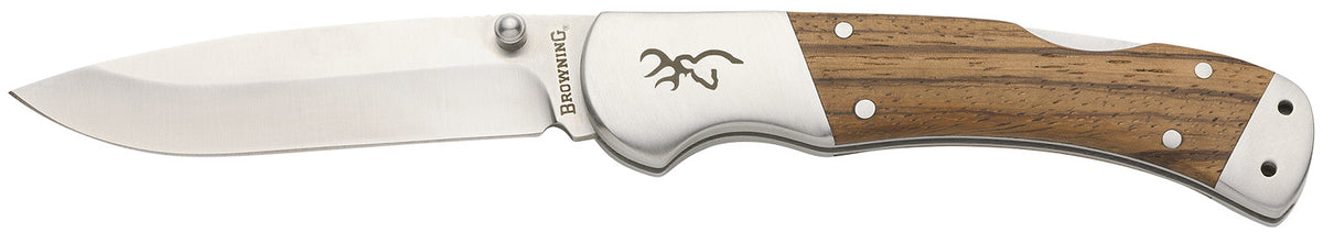 Browning 3220533 Sage Creek Large 3.50" Folding Drop Point Satin 9Cr18MoV SS Blade, Brown Zebra Wood Handle