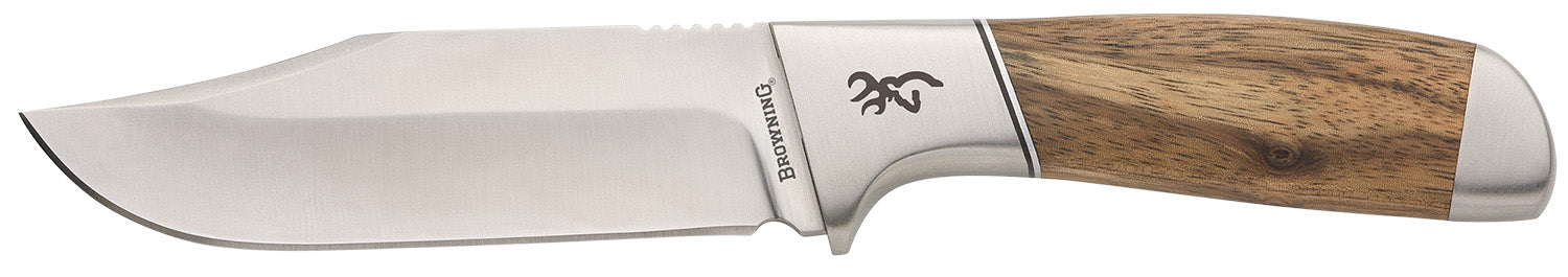 Browning 3220537 Sage Creek Large 4.50" Fixed Clip Point Satin 9Cr14MoV SS Blade, Brown Zebra Wood Handle