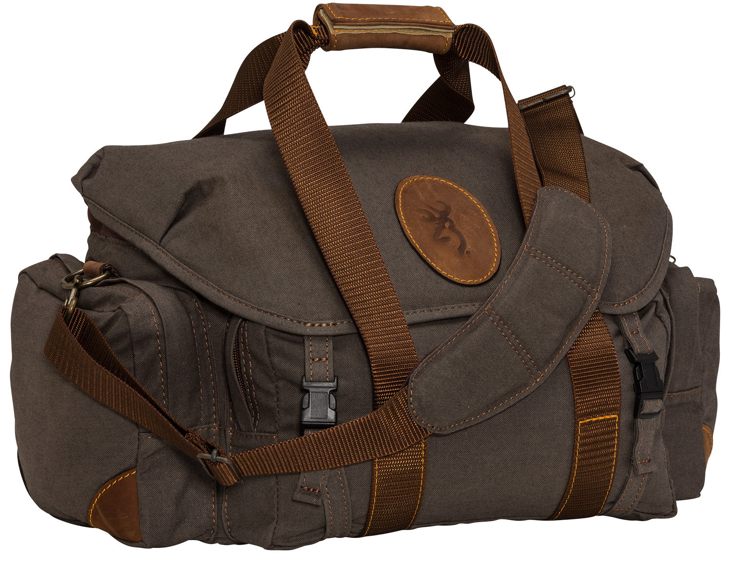 Browning Lona Range Bag Flint/Brown Canvas and Leather for Range Gear Organization