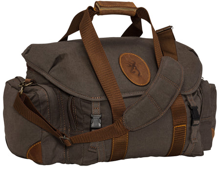 Browning Lona Range Bag Flint/Brown Canvas and Leather for Range Gear Organization