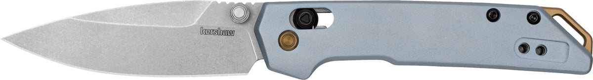 Kershaw Iridium Mini EDC Folding Knife 3" Spear Point Stonewashed D2 Steel Blade, Ice Blue Aluminum Handle