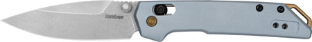 Kershaw Iridium Mini EDC Folding Knife 3" Spear Point Stonewashed D2 Steel Blade, Ice Blue Aluminum Handle