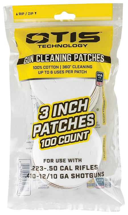 Otis FG919100 All Caliber Cotton Cleaning Patches 3 Inch 100 Pack