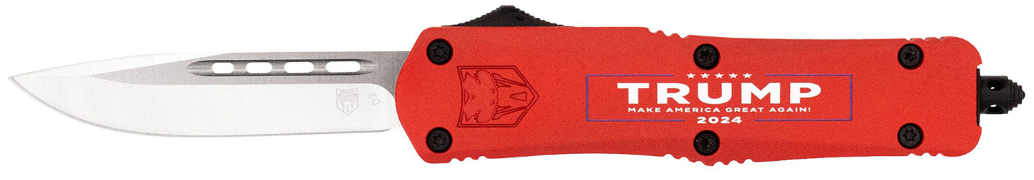 CobraTec FS-3 Trump 2024 Medium OTF Drop Point Satin D2 Steel Blade, Red Cerakoted Aluminum Handle