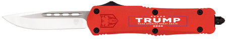 CobraTec FS-3 Trump 2024 Medium OTF Drop Point Satin D2 Steel Blade, Red Cerakoted Aluminum Handle