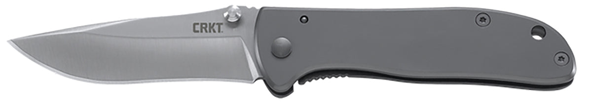 CRKT 6450S Drifter EDC Folding Knife 2.88" Drop Point Plain Satin 8Cr14MoV SS Blade, Silver Stainless Steel Handle