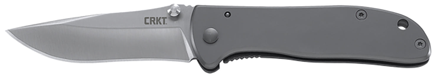 CRKT 6450S Drifter EDC Folding Knife 2.88" Drop Point Plain Satin 8Cr14MoV SS Blade, Silver Stainless Steel Handle