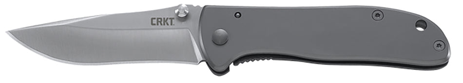 CRKT 6450S Drifter EDC Folding Knife 2.88" Drop Point Plain Satin 8Cr14MoV SS Blade, Silver Stainless Steel Handle