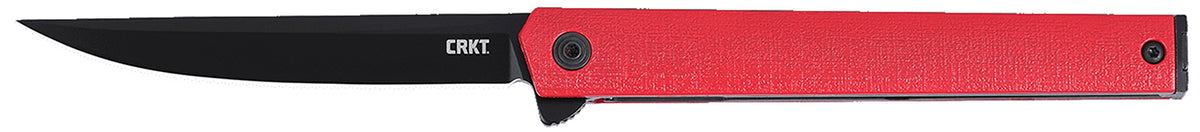 CRKT 7097RK CEO Flipper EDC Folding Knife 3.35" Plain Black EDP AUS-8A Blade, Red GRN Handle