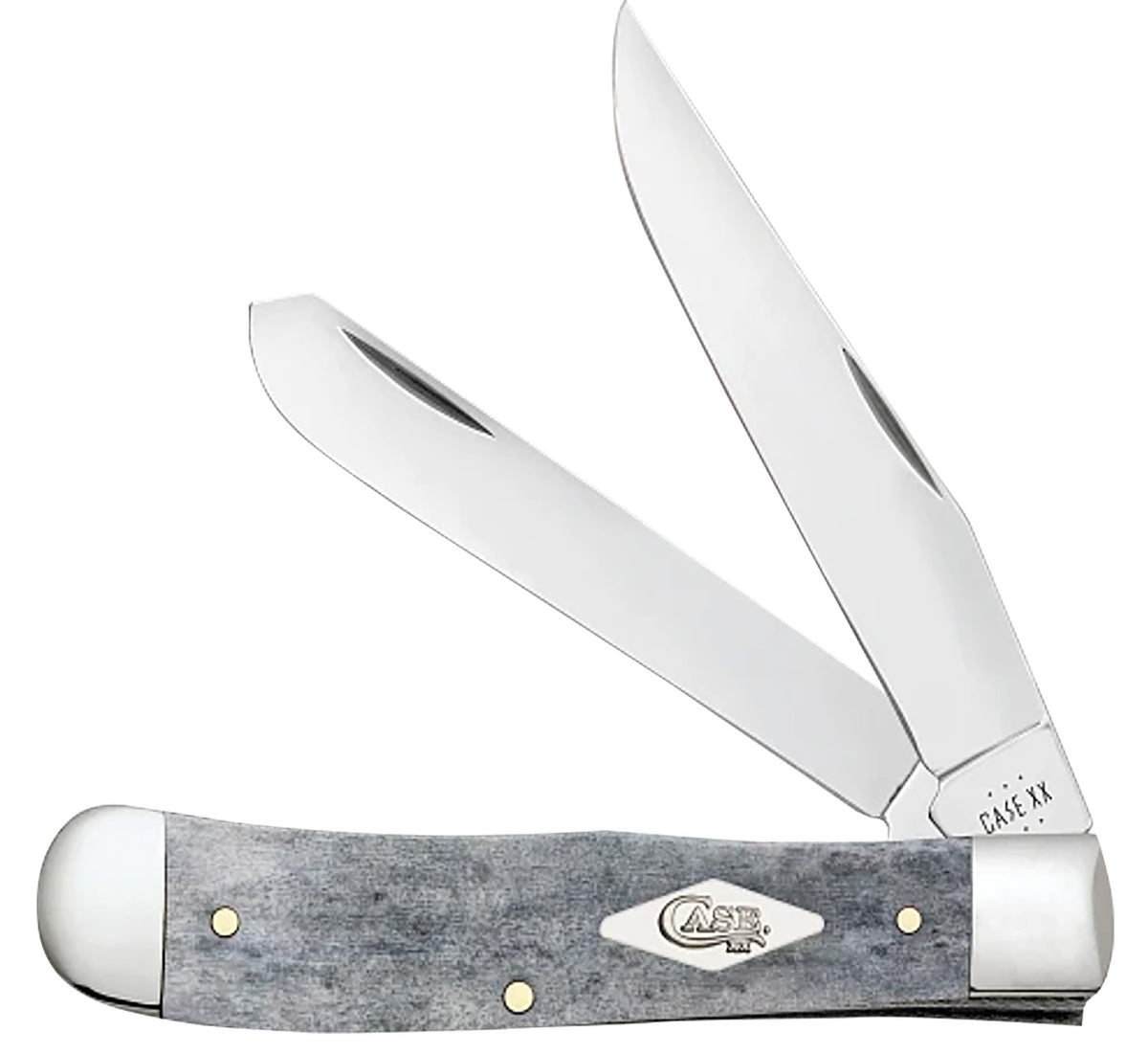 Case 34202 Canoe Mini Folding Knife 2.60"/1.97", Pen/Spear Mirror Polished Tru-Sharp SS Blades, Smooth Gray Bone Handle