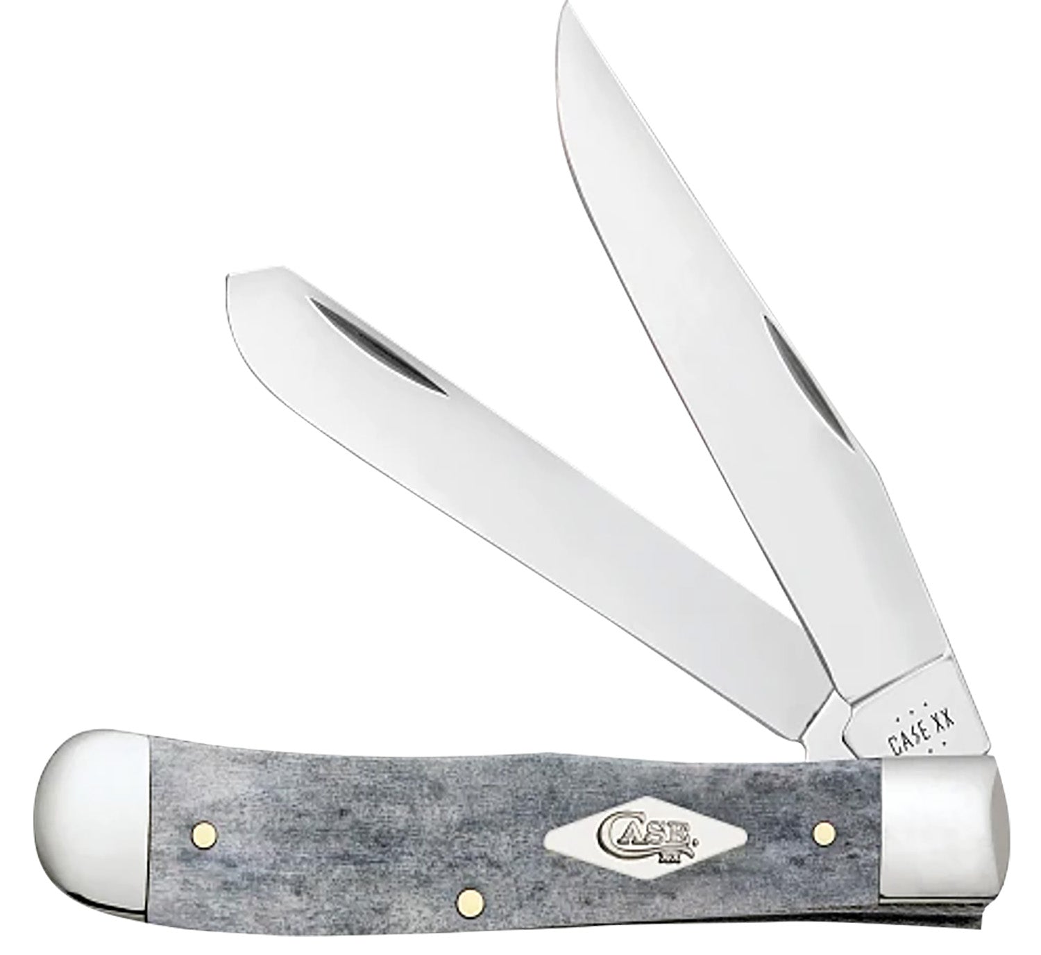 Case 34202 Canoe Mini Folding Knife 2.60"/1.97", Pen/Spear Mirror Polished Tru-Sharp SS Blades, Smooth Gray Bone Handle