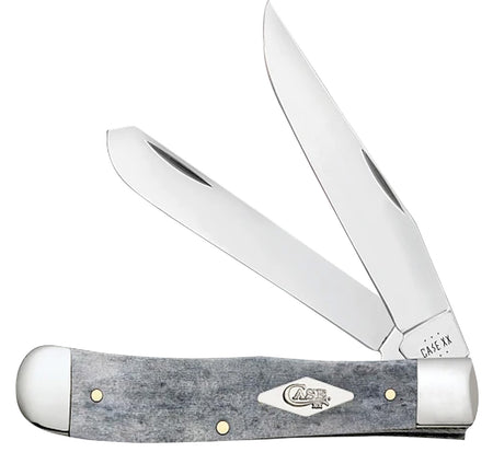 Case 34202 Canoe Mini Folding Knife 2.60"/1.97", Pen/Spear Mirror Polished Tru-Sharp SS Blades, Smooth Gray Bone Handle