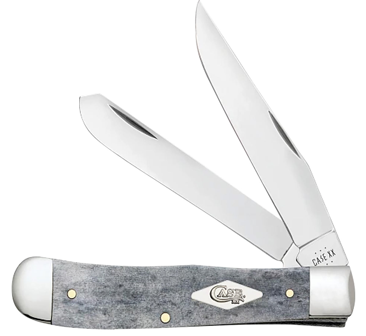 Case 34203 Large Stockman Folding Knife, Clip Point/Sheepsfoot/Spey Mirror Polished Tru-Sharp SS Blades, Smooth Gray Bone Handle