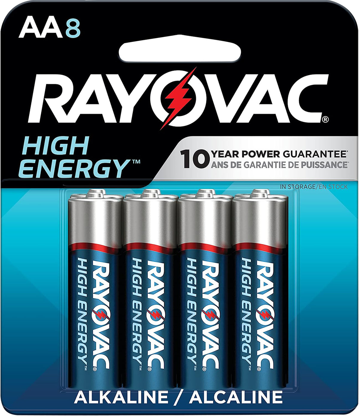 Rayovac 8158T03 High Energy AA Alkaline Batteries 1.5V 2700mAh Pack of 8