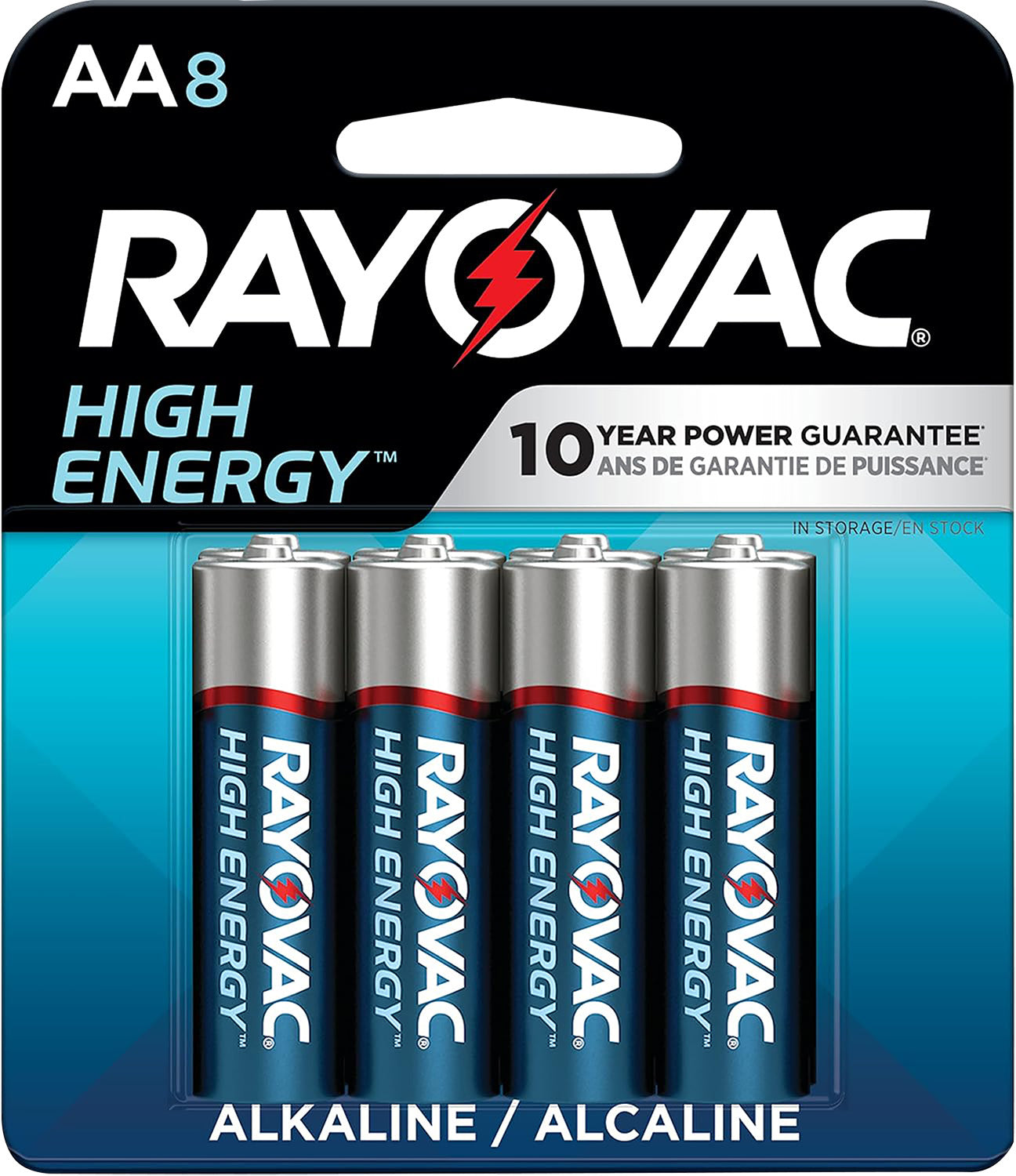 Rayovac 8158T03 High Energy AA Alkaline Batteries 1.5V 2700mAh Pack of 8