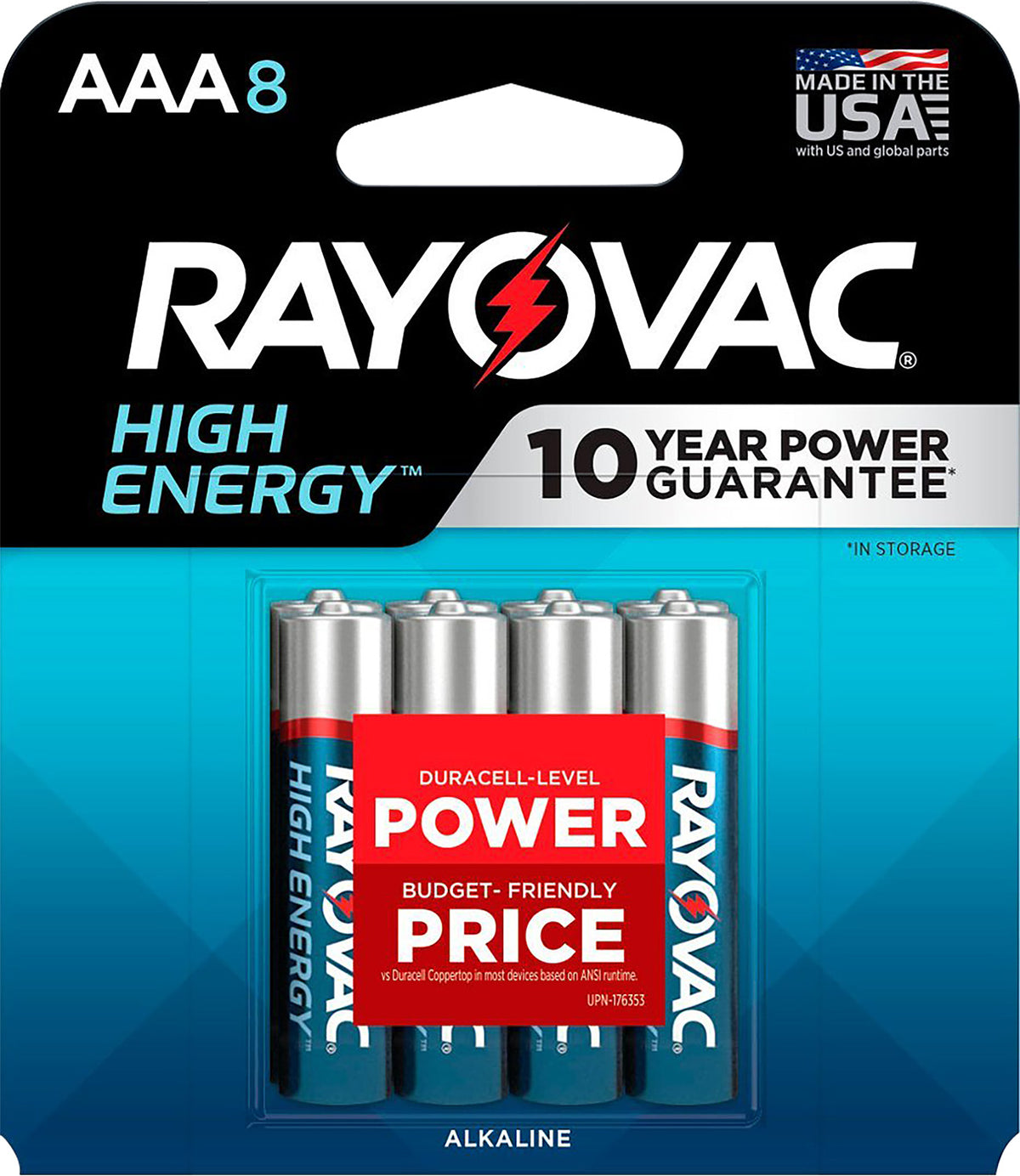 Rayovac High Energy AAA Alkaline Batteries 1.5V 1123mAh 8-Pack