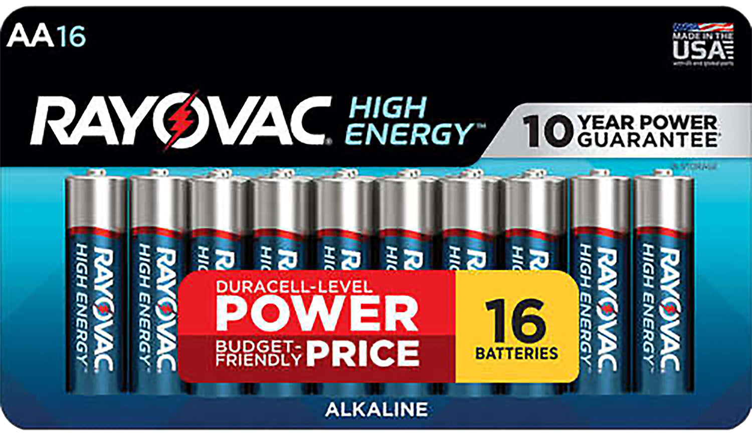 Rayovac High Energy AA Alkaline Batteries 1.5V 2700mAh 16-Pack