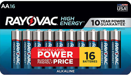 Rayovac High Energy AA Alkaline Batteries 1.5V 2700mAh 16-Pack