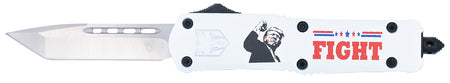 CobraTec FS-3 Trump 2024 OTF Tanto Plain D2 Steel Blade with White Trump Fight 2024 Cerakoted Aluminum Handle