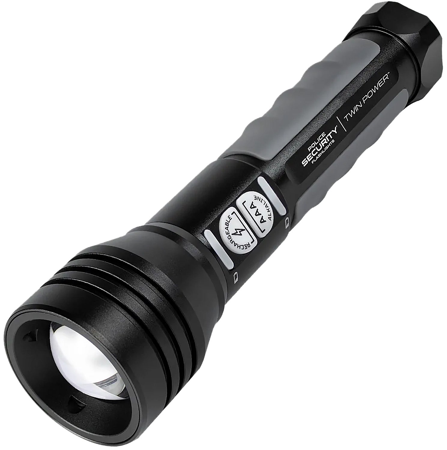Lb Marketing 97948 Twin Power Black 265/600 Lumens White LED Dual Power Rechargeable Flashlight