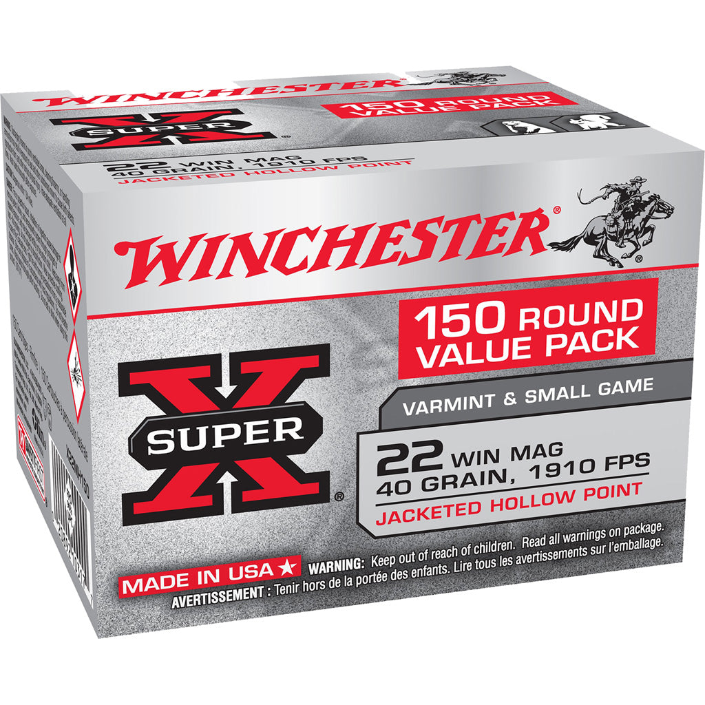 Winchester X22MH150 Super X Jacketed Hollow Point JHP 40 Grain .22 WMR