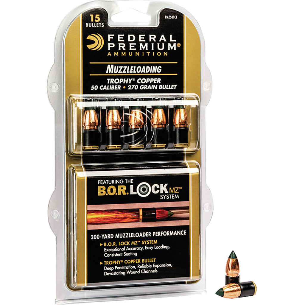 Federal Trophy Copper Muzzleloader Bullets 50 Cal. 270 gr. 15 rd.