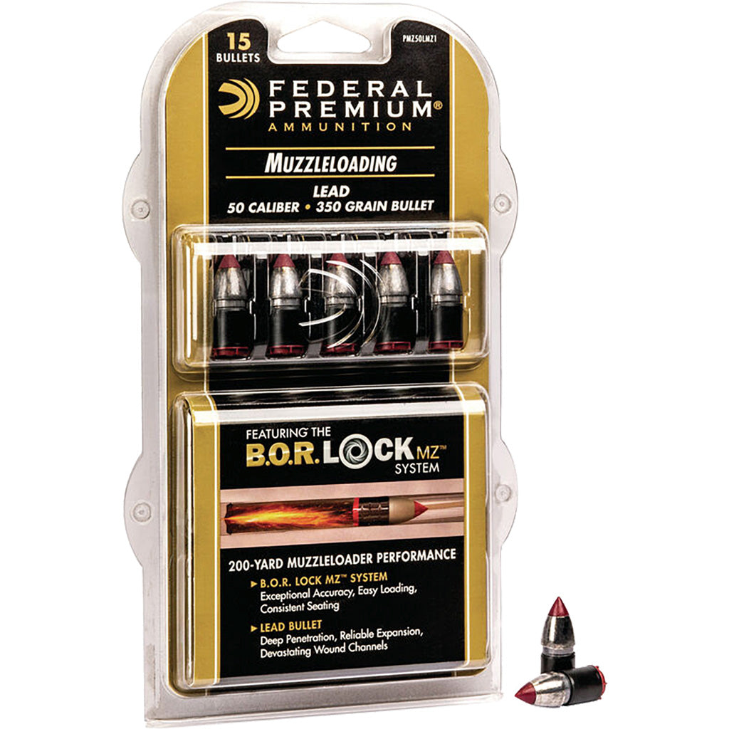 Federal Muzzleloader Lead Bullets 50 Cal. 350 gr. BOR Lock MZ 15 rd.