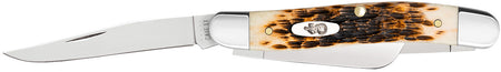 Case 00042 Medium Stockman Folding Knife 2.57"/1.88"/1.71", Tru-Sharp SS Clip/Sheepsfoot/Spey Blades, Peach Seed Jigged Amber Bone Handle