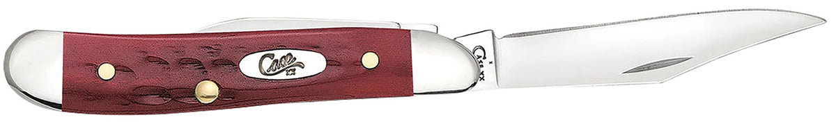 Case 00781 Peanut Medium Folding Knife 2.10"/1.53", Tru-Sharp SS Clip Point/Pen Blades, Corn Cob Jigged Old Red Bone Handle