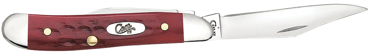 Case 00781 Peanut Medium Folding Knife 2.10"/1.53", Tru-Sharp SS Clip Point/Pen Blades, Corn Cob Jigged Old Red Bone Handle
