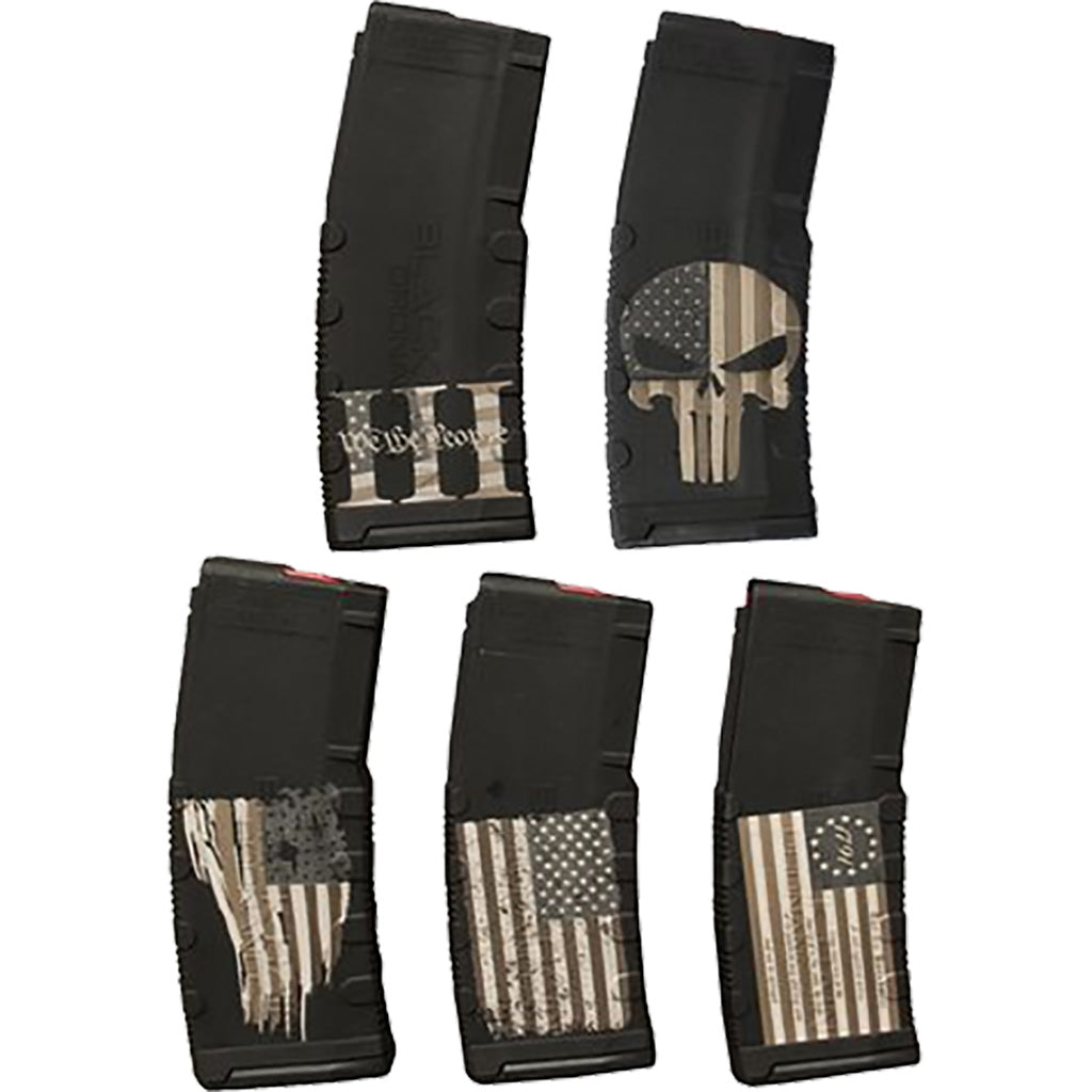 Black Rain Ordnance American Themed AR-15 Laser Etched Magazine 5-Pack Package 1 30 rd.