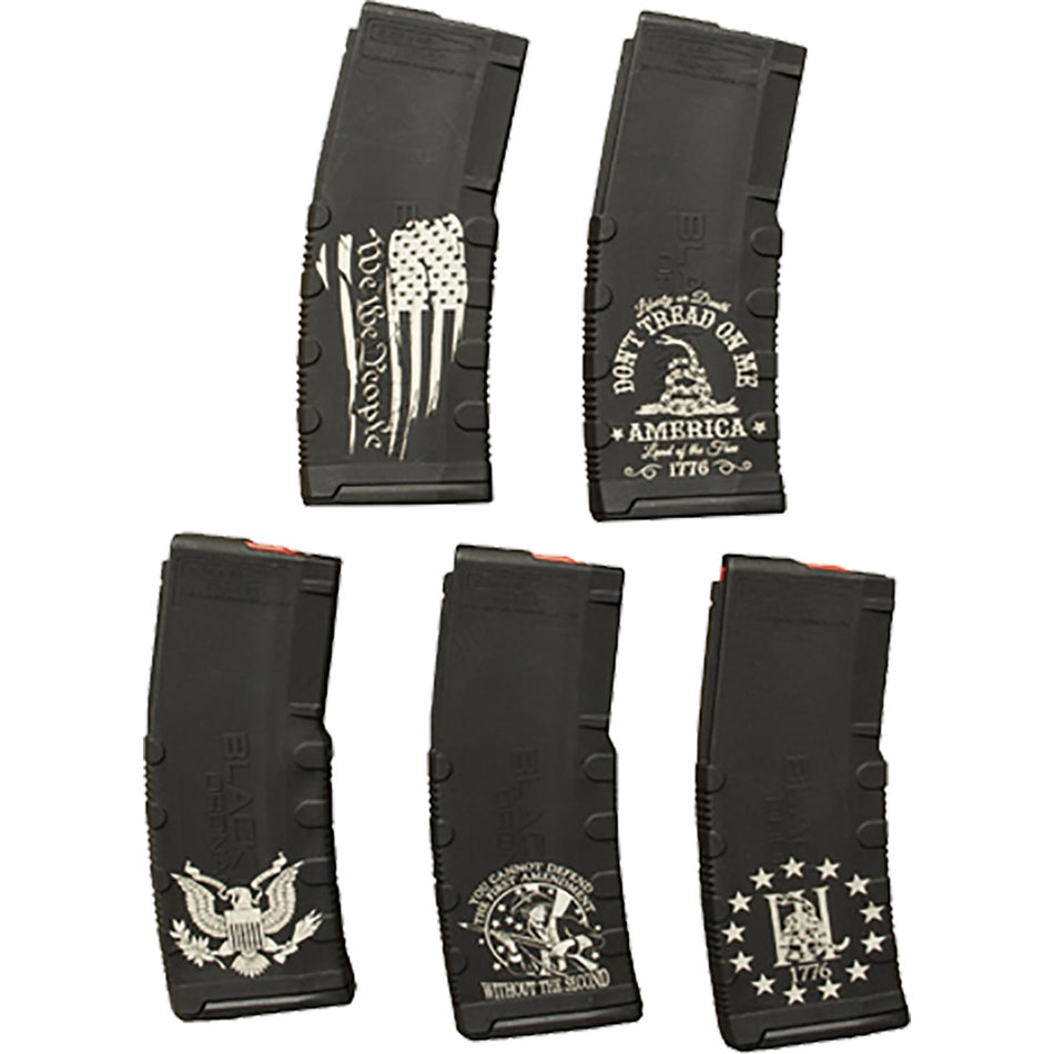 Black Rain Ordnance American Themed AR-15 Laser Etched Magazine 5-Pack Package 2 30 rd.