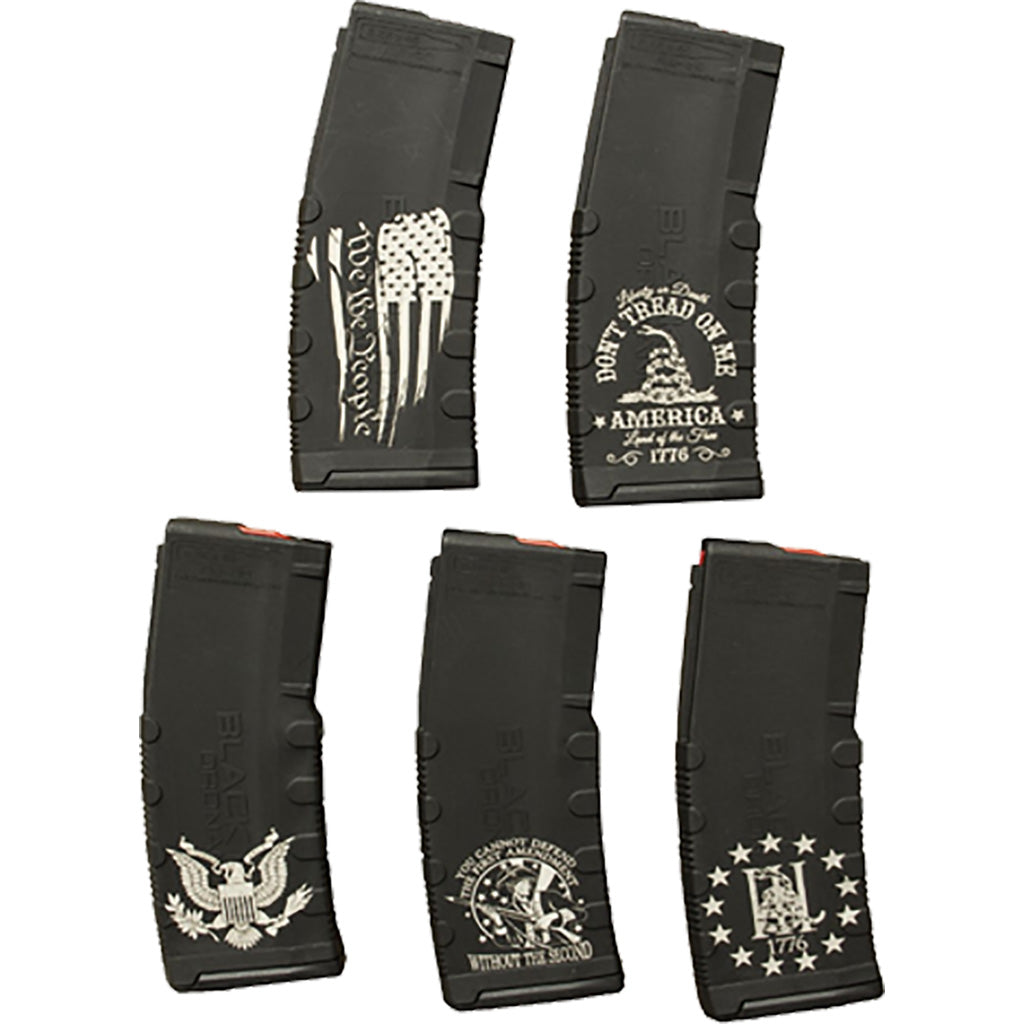 Black Rain Ordnance American Themed AR-15 Laser Etched Magazine 5-Pack Package 2 30 rd.