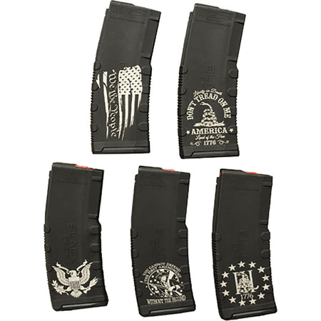 Black Rain Ordnance American Themed AR-15 Laser Etched Magazine 5-Pack Package 2 30 rd.
