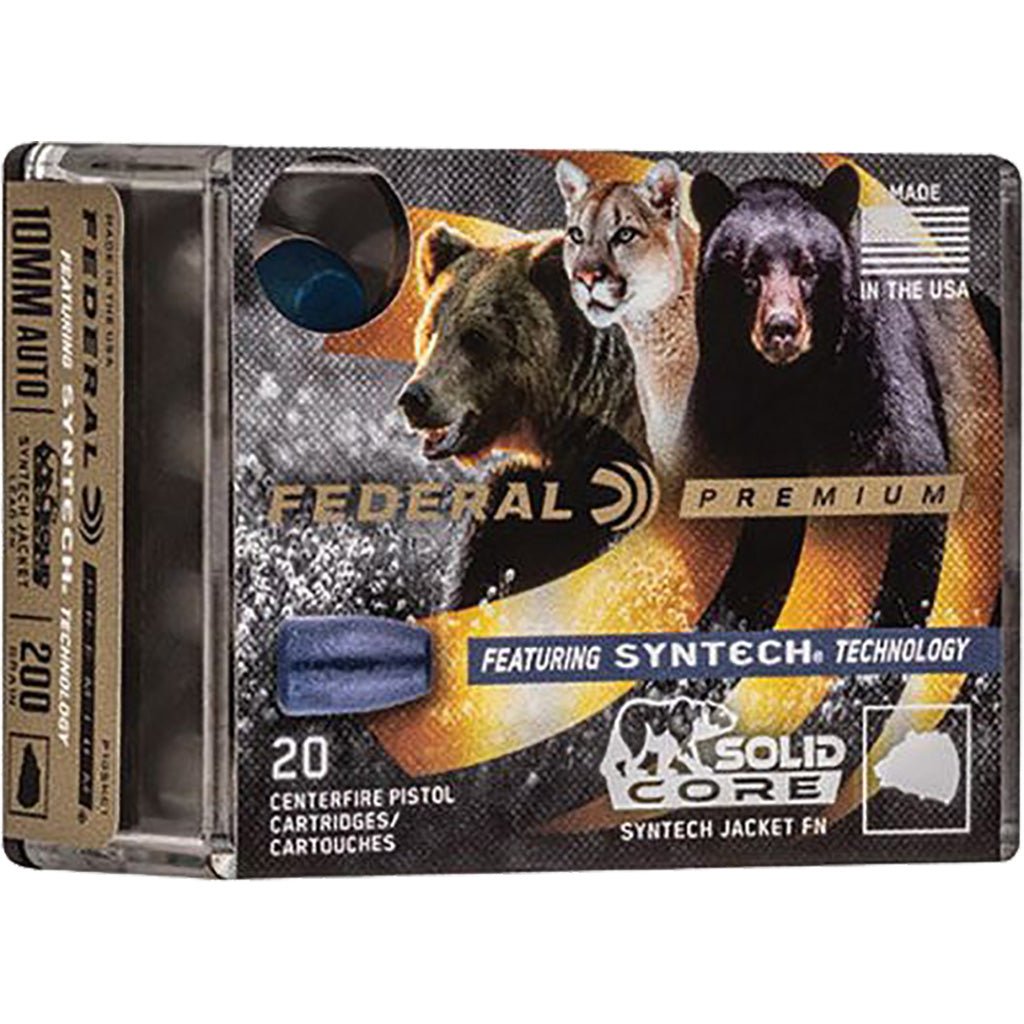 Federal P10SHC1 Premium Solid Core Synthetic Flat Nose  200 Grain 10mm Auto