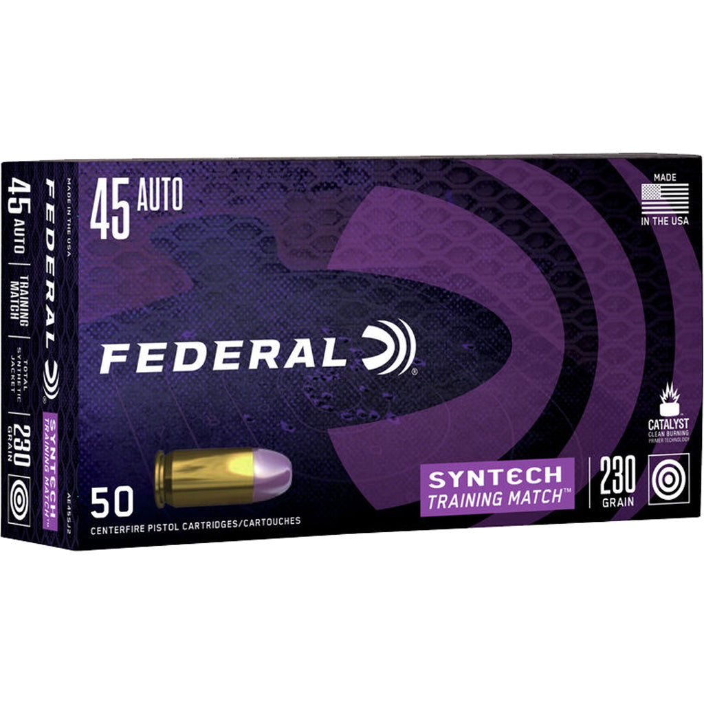 Federal AE45SJ2 Syntech Training Match Training Match Total Syntech Jacket Flat Nose  230 Grain .45 ACP/Auto