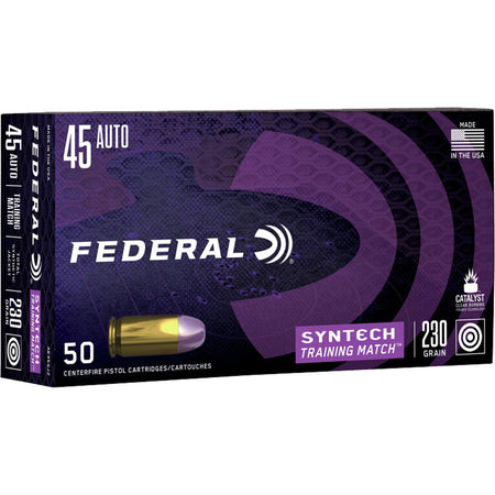 Federal AE45SJ2 Syntech Training Match Training Match Total Syntech Jacket Flat Nose  230 Grain .45 ACP/Auto