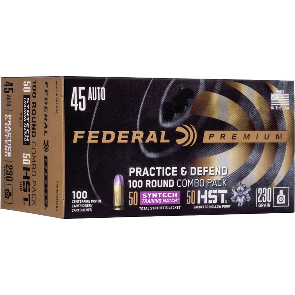 Federal Premium Defense Syntech Practice & Defend .45 ACP/Auto 230 gr JHP ammo