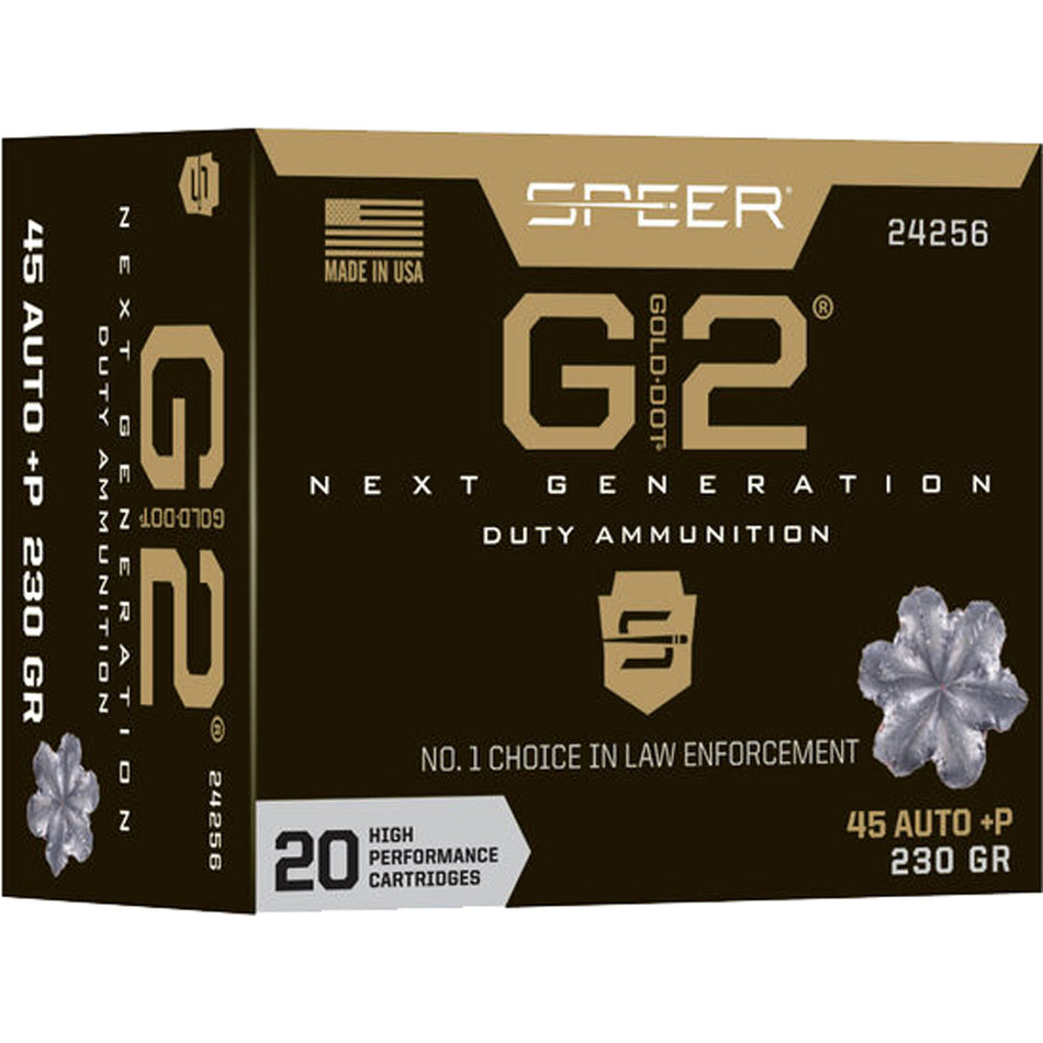 Speer 24256 Gold Dot G2 +P Hollow Point HP 230 Grain .45 ACP/Auto