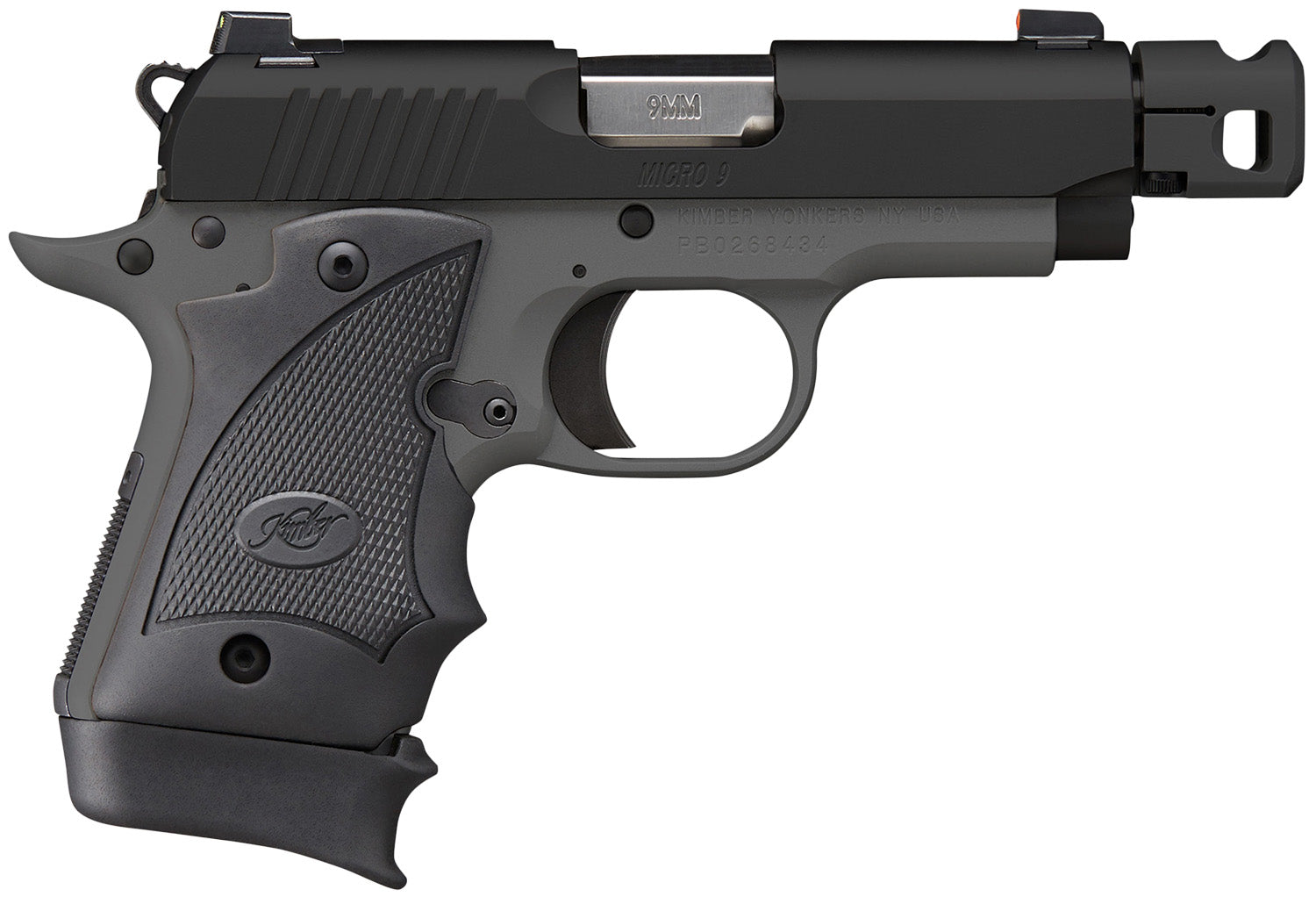 Kimber Mfg.,inc 3300246 Micro 9 MC TP 9mm 7+1 3.65" KimPro Black Stainless Steel Slide KimPro Gray Black Hogue Rubber Wraparound Grip
