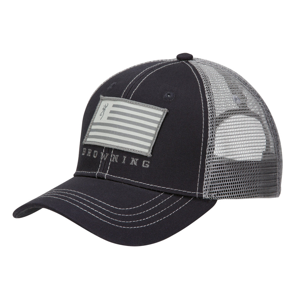 Browning Patriot Baseball Cap Slate Grey with Flag Patch