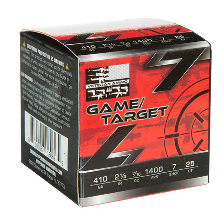 Veteran Ammo Game & Target .410 Bore 2.5 in / 2.5 in #7 7/16 oz