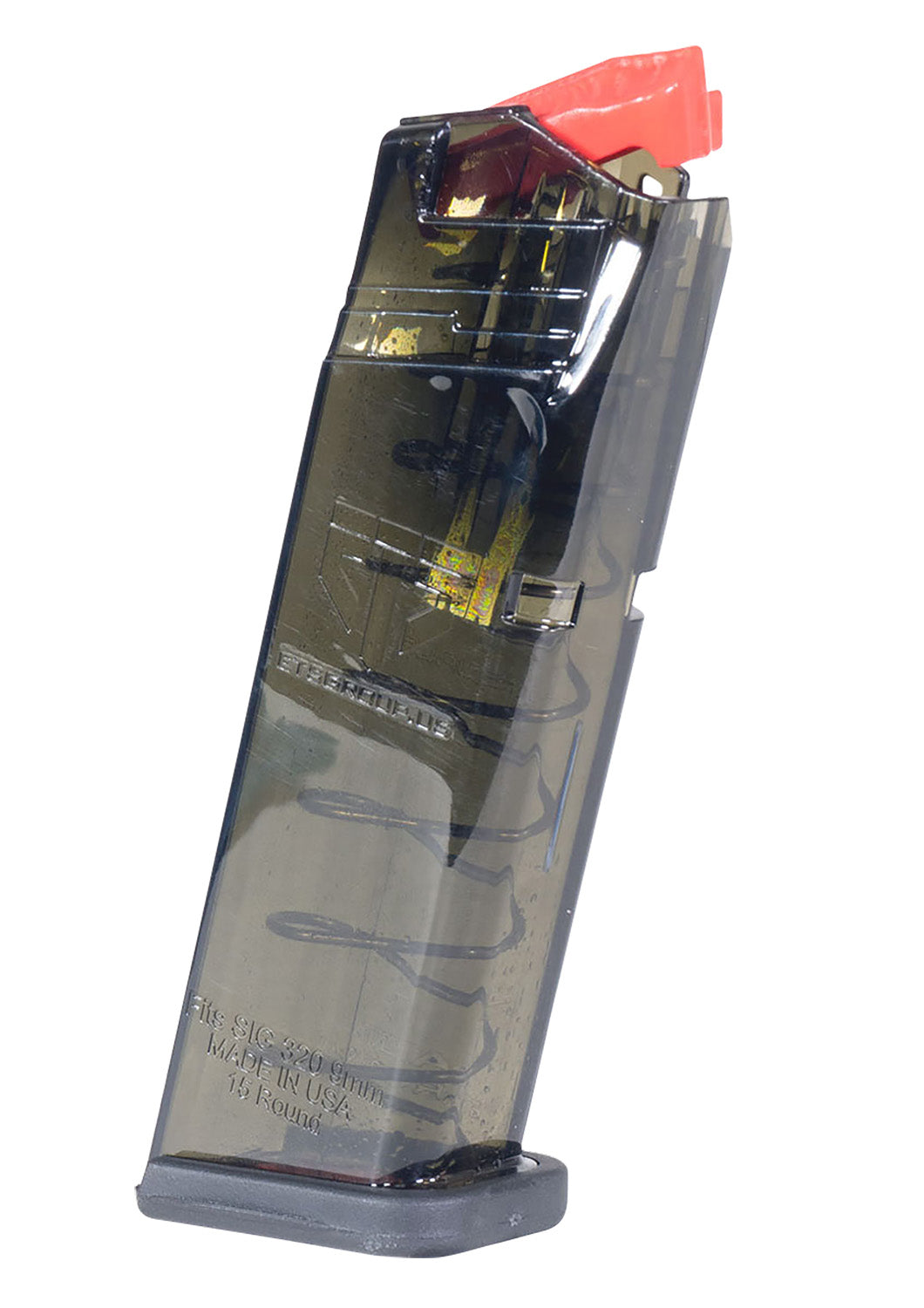 ETS Group OMGSG932015 Omega 15rd 9mm Pistol Magazine Fits Sig P320 Translucent Smoke