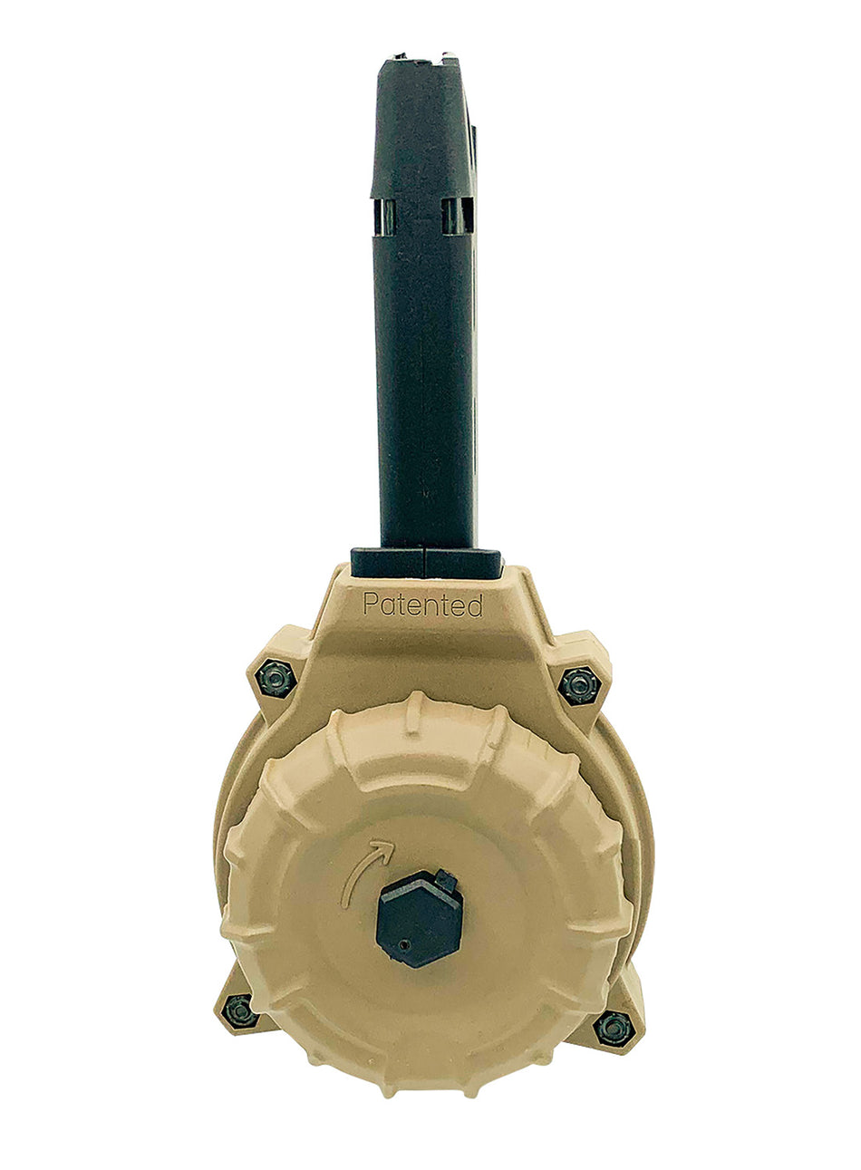 ProMag DRMA11-FDE 50-Round 9mm Glock 17/19 Drum Magazine FDE Polymer