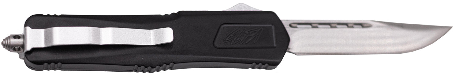 Great Lakes Firearms GLKMDSMTBLK GLFA Medium OTF Knife 3.50" Steel Blade, Black Cerakote Aluminum Handle